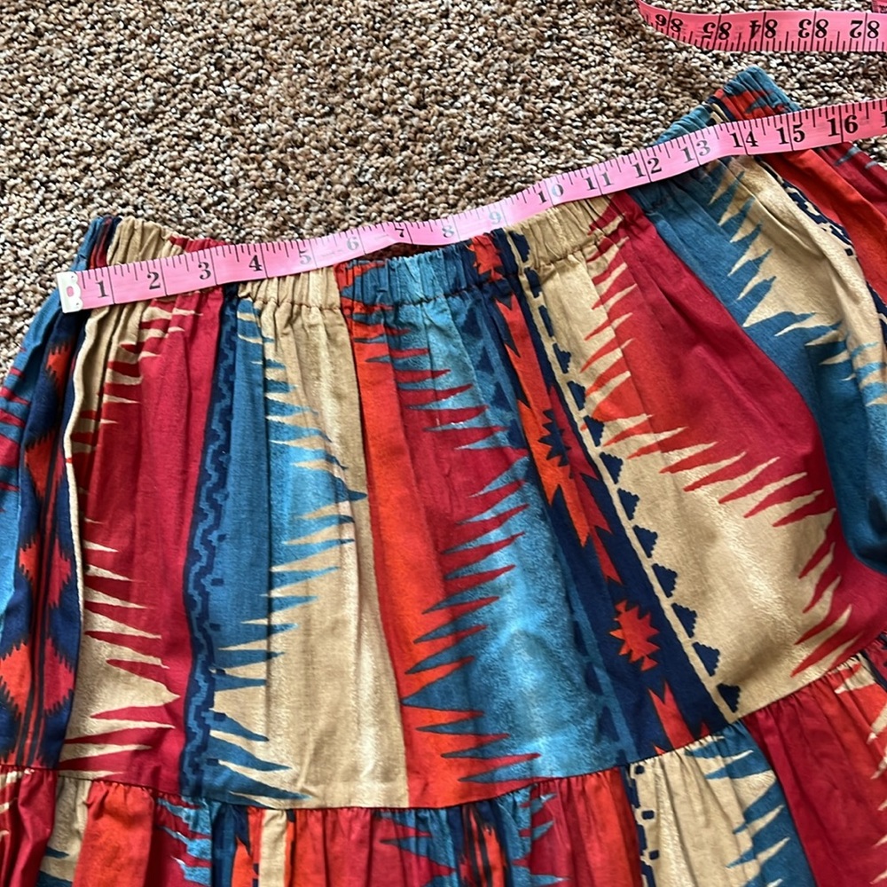 Southwest multi colored cow girl maxi skirt 100% cotton one size great condition - Picture 6 of 7